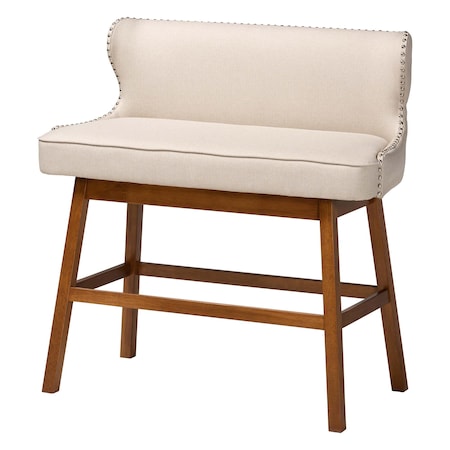 Baxton Studio Gradisca Modern Light Beige Fabric Button-tufted Upholstered Bar Bench Banquette 122-6754
